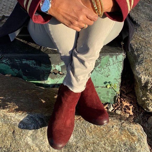 Pantanetti Ankle Boot in hand-died and washed Suede Burgundy